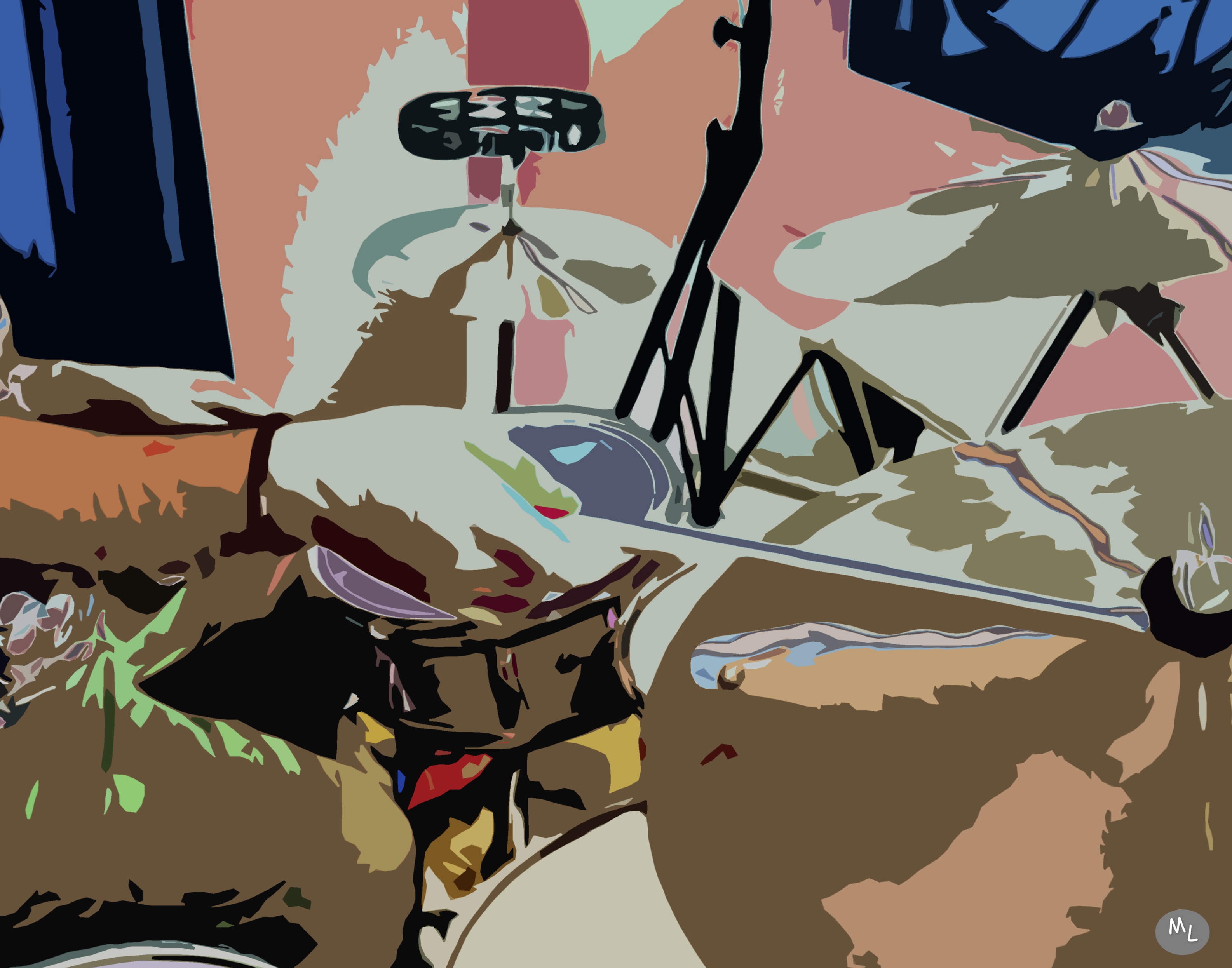 Drum kit — 11 x 14 manipulated photo art by Mike Lisagor